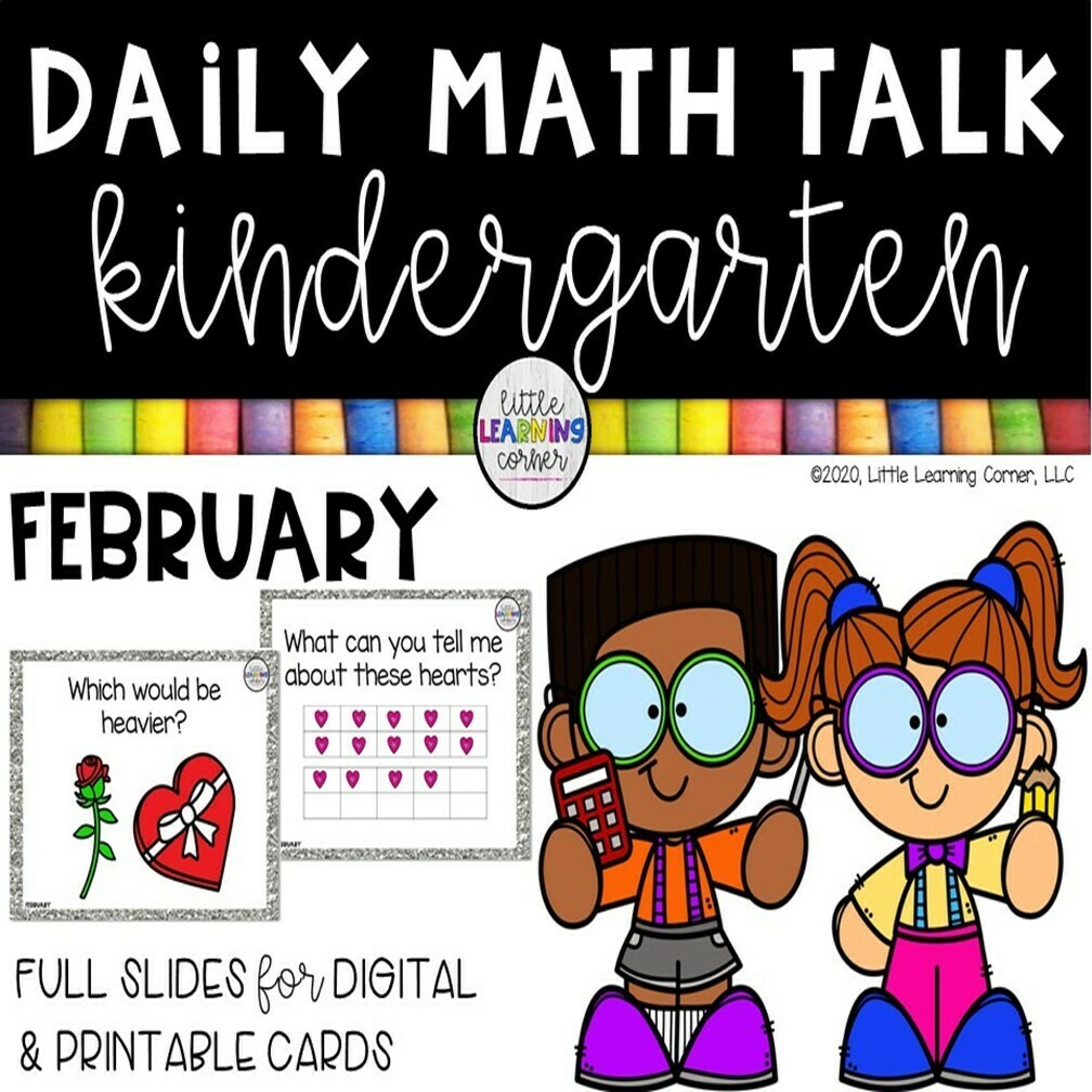 Kindergarten Math Talks - February - DIGITAL and PRINTABLE