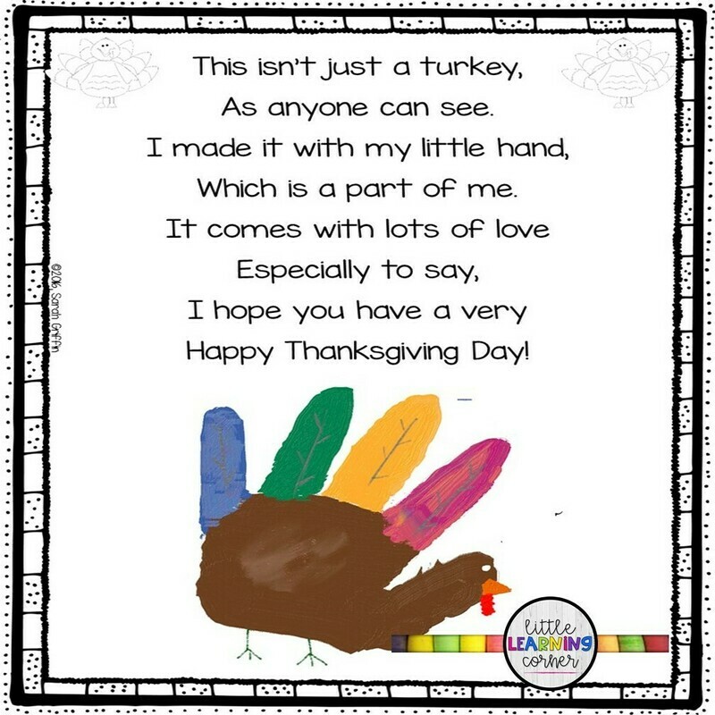 Thanksgiving Turkey Handprint Poem