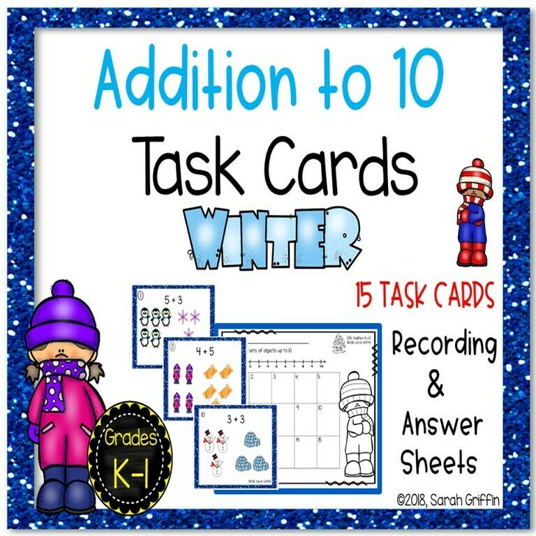 Addition to 10 Task Cards - Winter