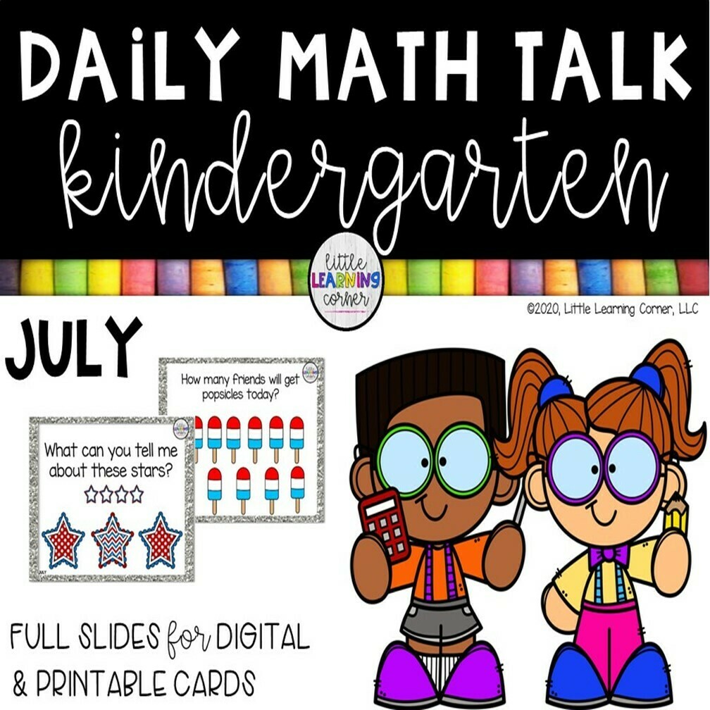 Kindergarten Math Talks - July - DIGITAL and PRINTABLE