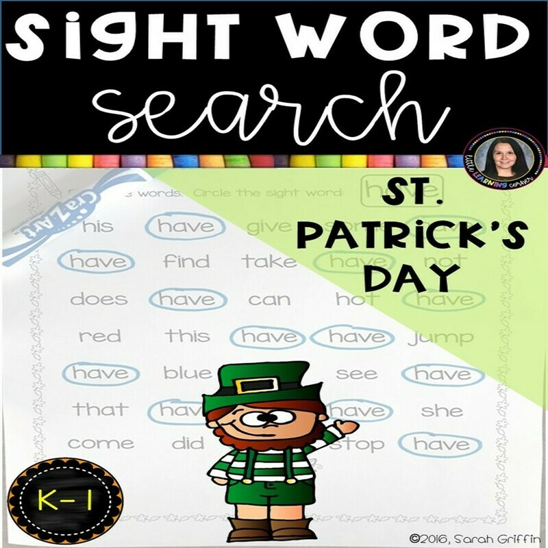 Sight Word Search - St. Patricks Day