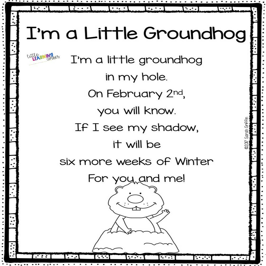 I'm  a Little Groundhog Poem