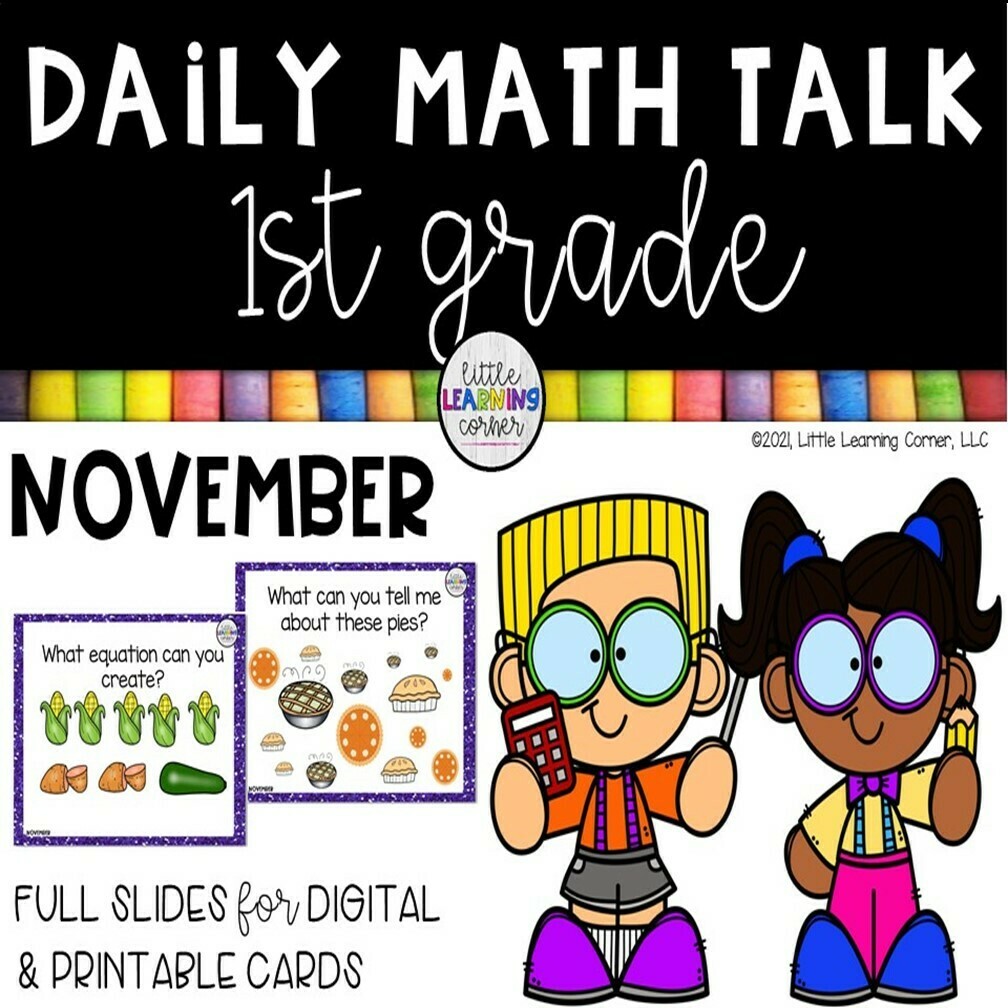 First Grade Math Talks - November - DIGITAL and PRINTABLE
