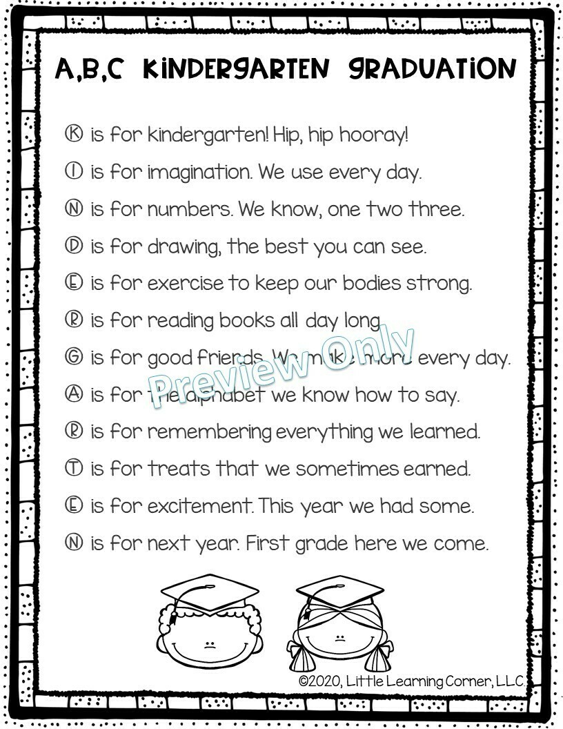 ABC Kindergarten Graduation Song and Poem ABC Kindergarten Graduation Song and Poem