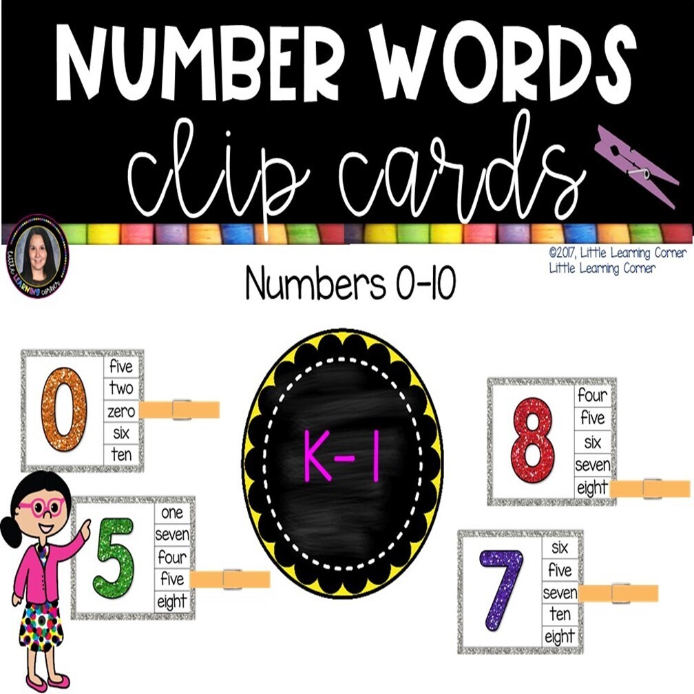 Number Words to 10 Clip Cards