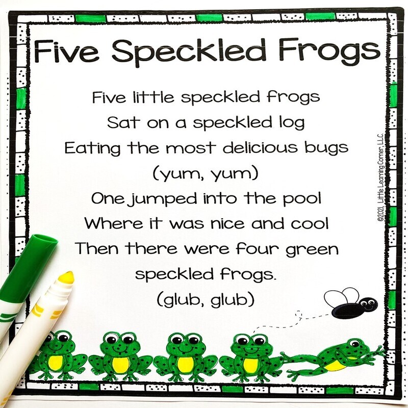 Five Speckled Frogs Counting Poem