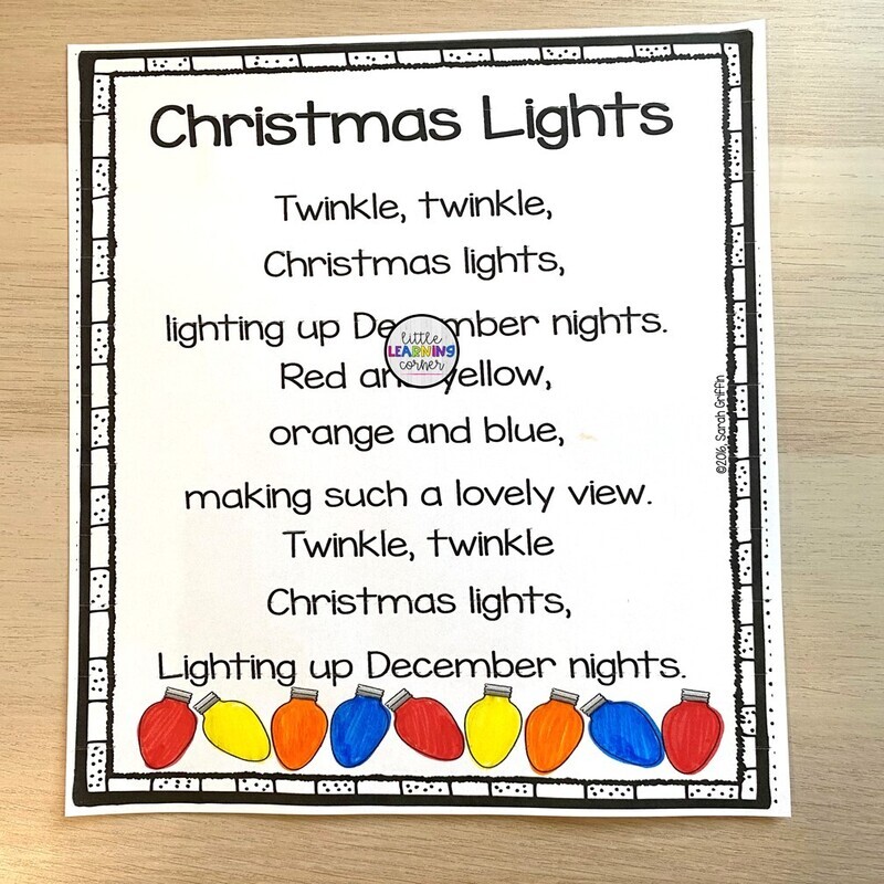 Christmas Lights Printable Poem