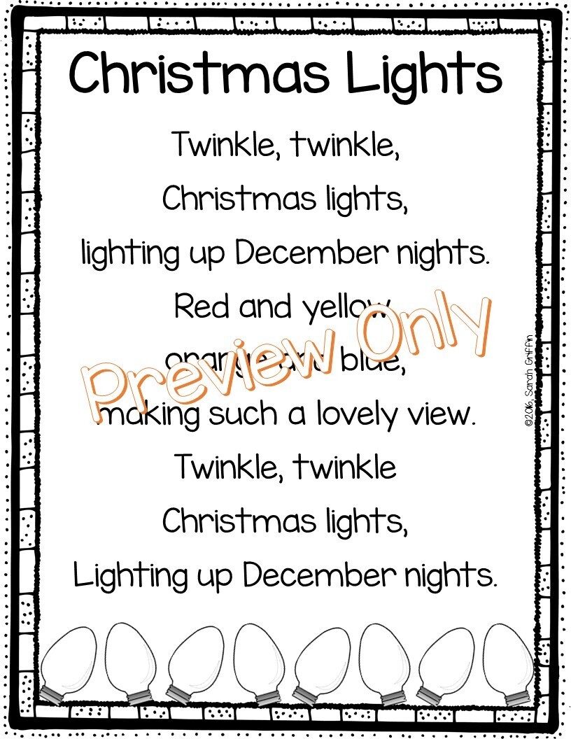 Christmas Lights Printable Poem