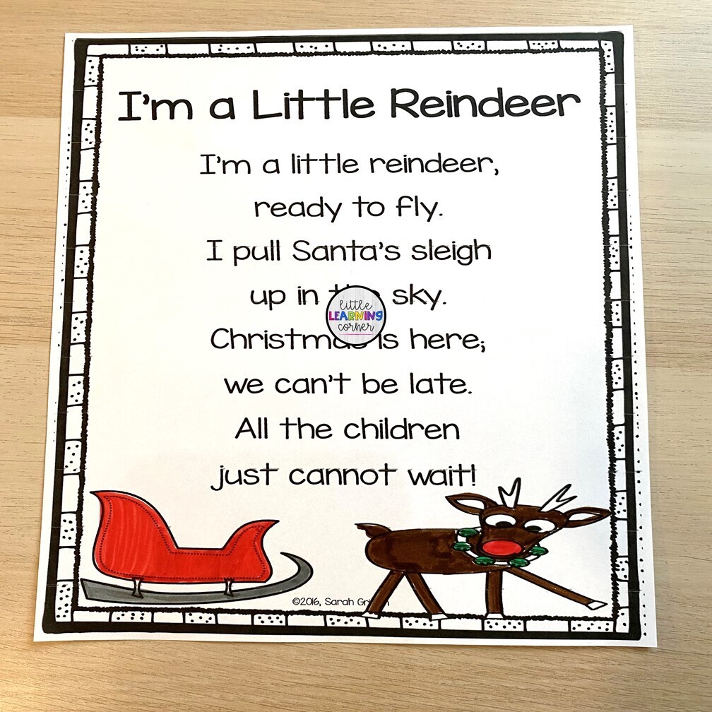 I'm a Little Reindeer Printable Poem