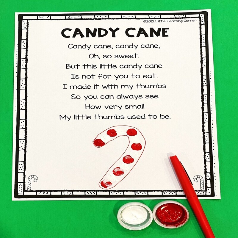 Candy Cane Christmas Poem (Thumbprint)