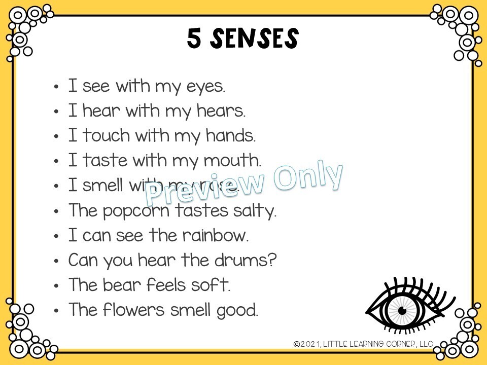 Sentences Using Senses Sentence About 5 Senses