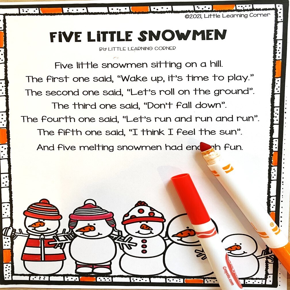 Five Little Snowmen Poem