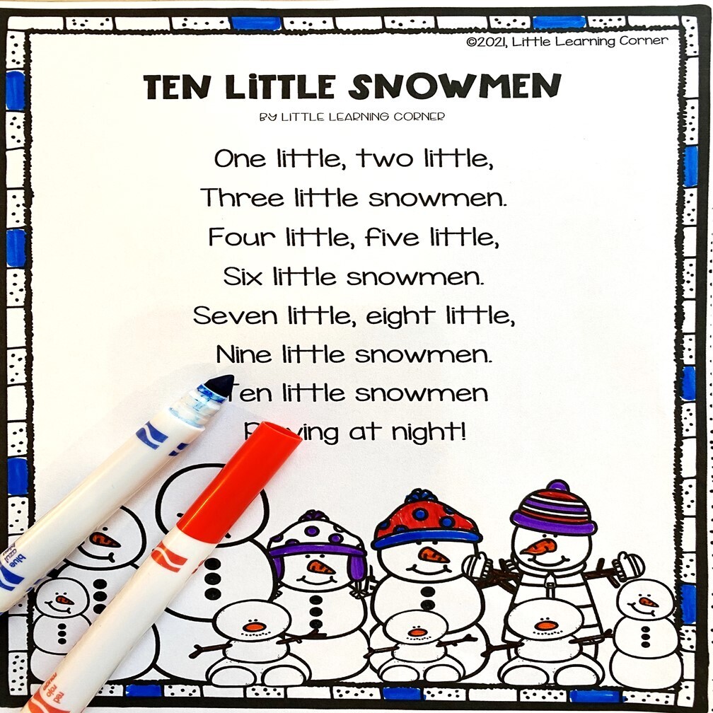 Ten Little Snowmen poem