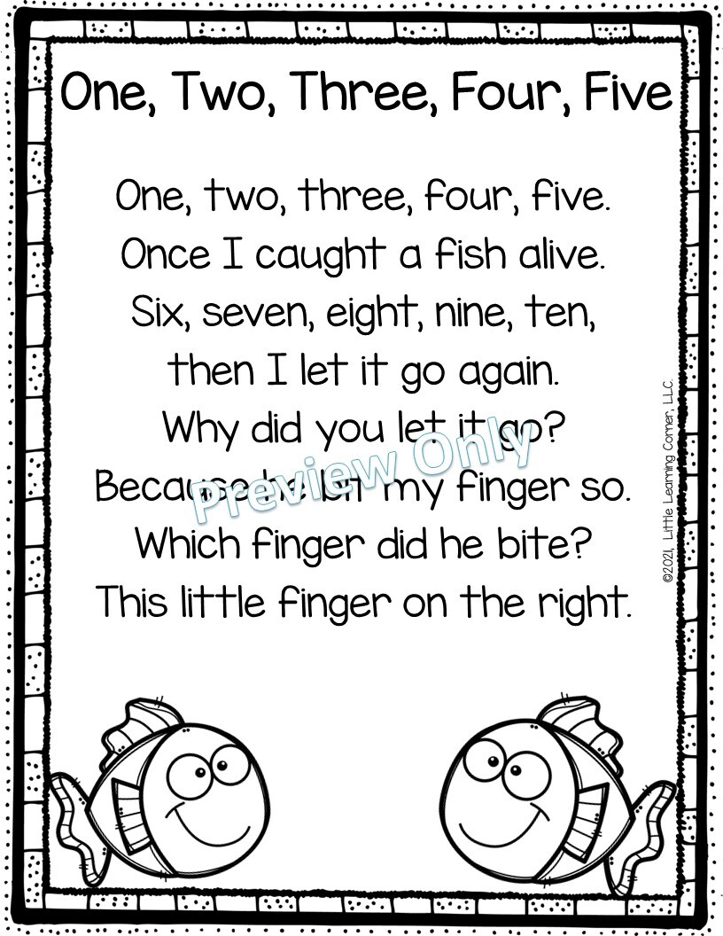 One Two Three Four Five Once I Caught A Fish Alive Nursery Rhyme_