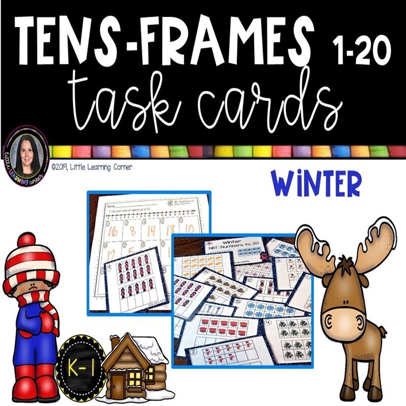 Tens Frame Numbers to 20 WINTER Task Cards