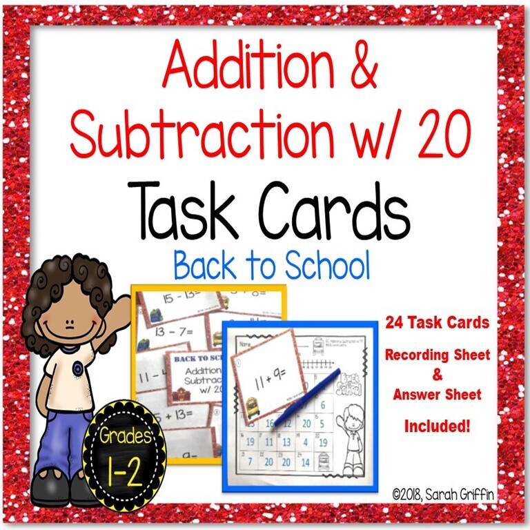 Addition and Subtraction Within 20 Task Cards