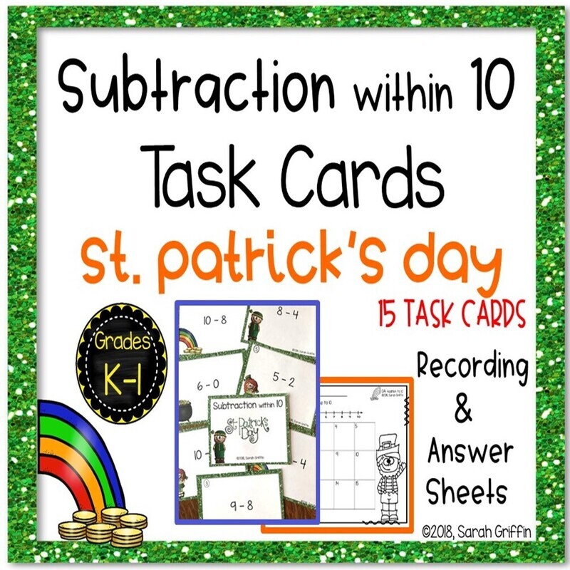 Subtraction from 10 ST. PATRICK'S DAY