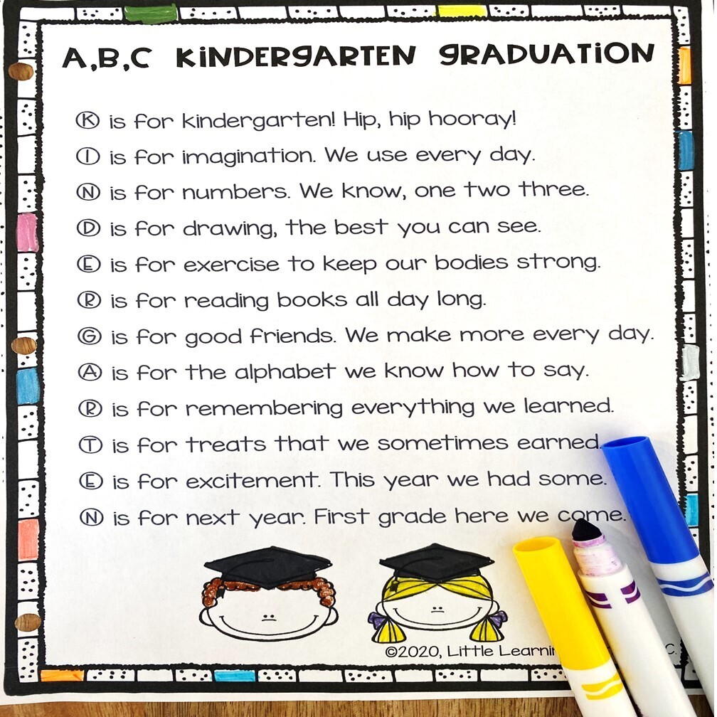 ABC Kindergarten Graduation Song and Poem