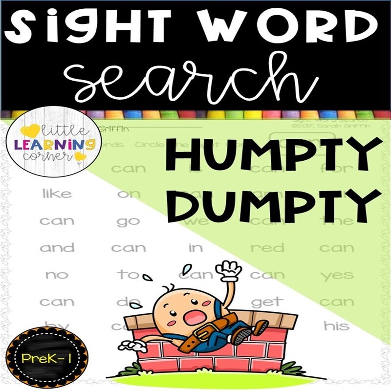 Humpty Dumpty Sight Word Search