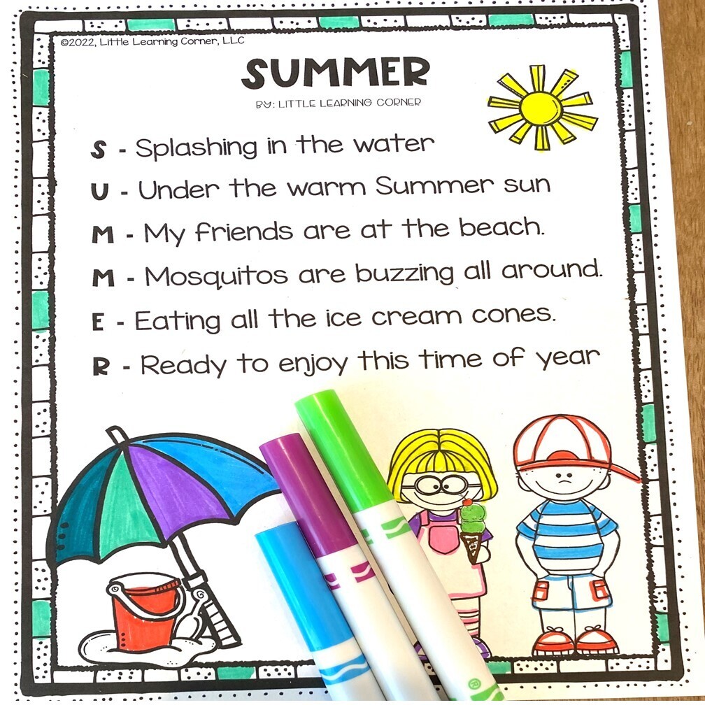 Summer Acrostic Poem for Kids
