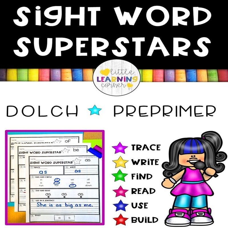 Sight Word Superstars DOLCH PrePrimer (pre-k)