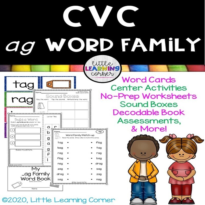 CVC _ag Word Family Printables