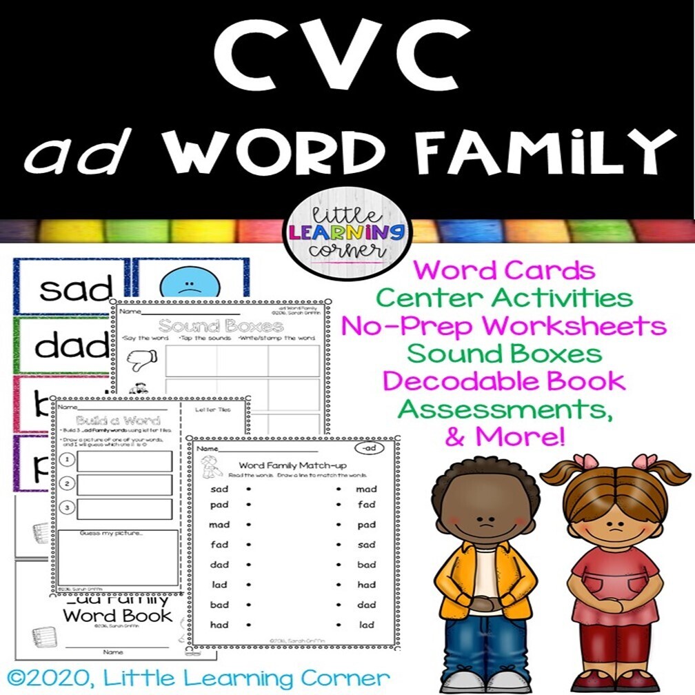 CVC _ad Word Family Printables