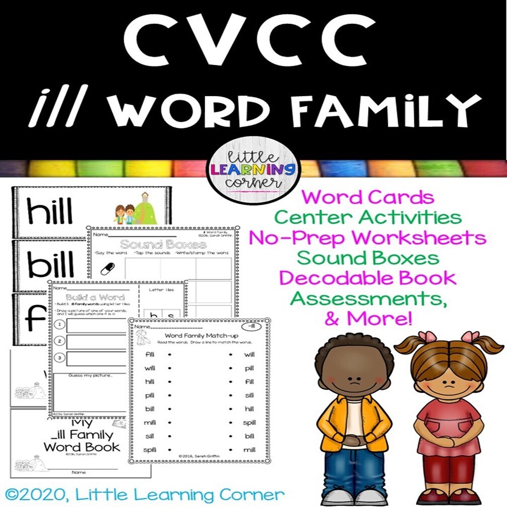 CVCC _ill Word Family Printables
