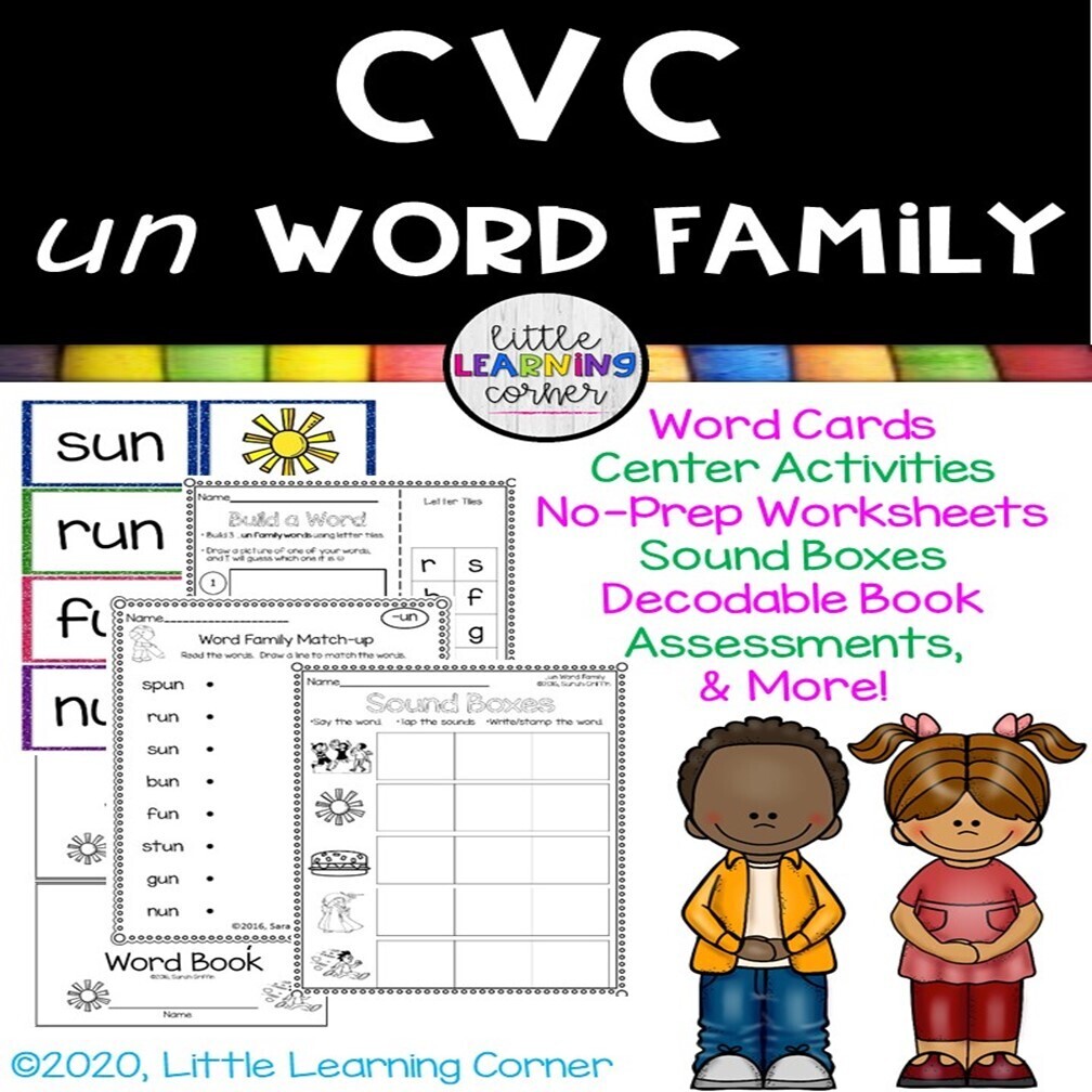 CVC _un Word Family Printables