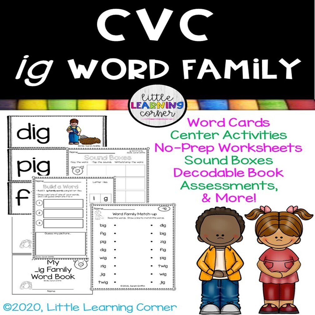 CVC _ig Word Family Printables