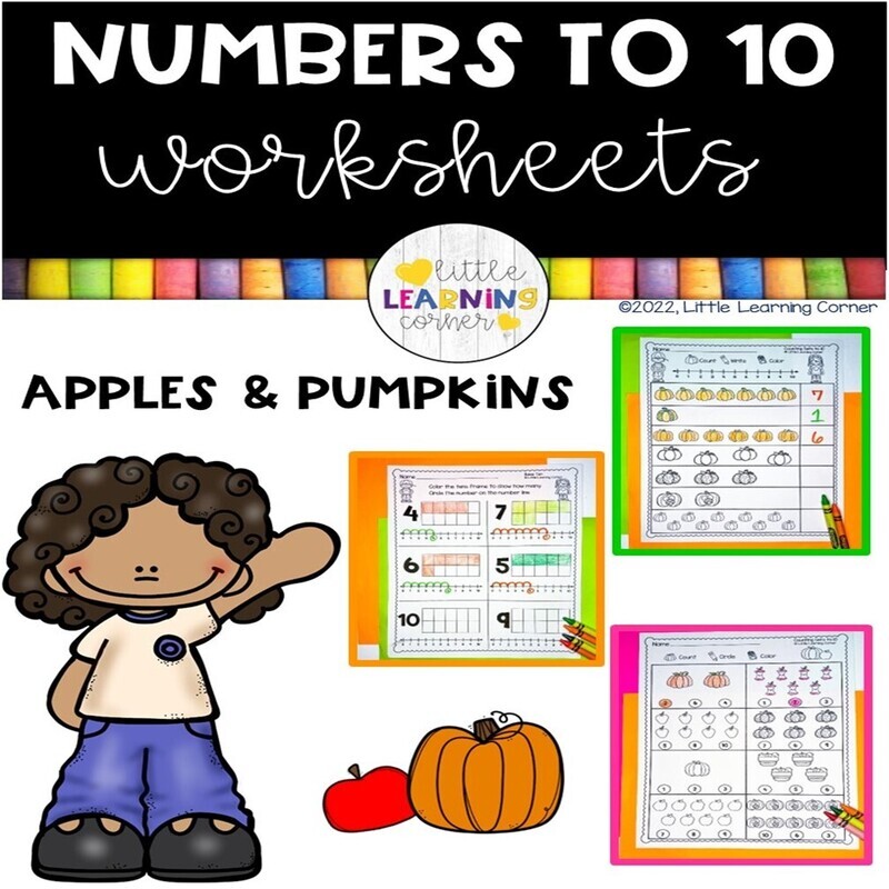 Numbers to 10 Worksheets  APPLES and PUMPKINS