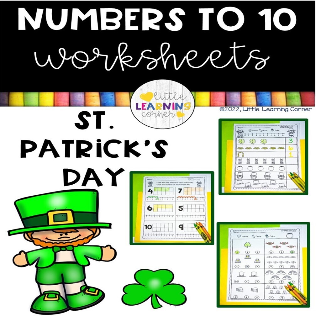 Numbers to 10 Worksheets ST. PATRICK