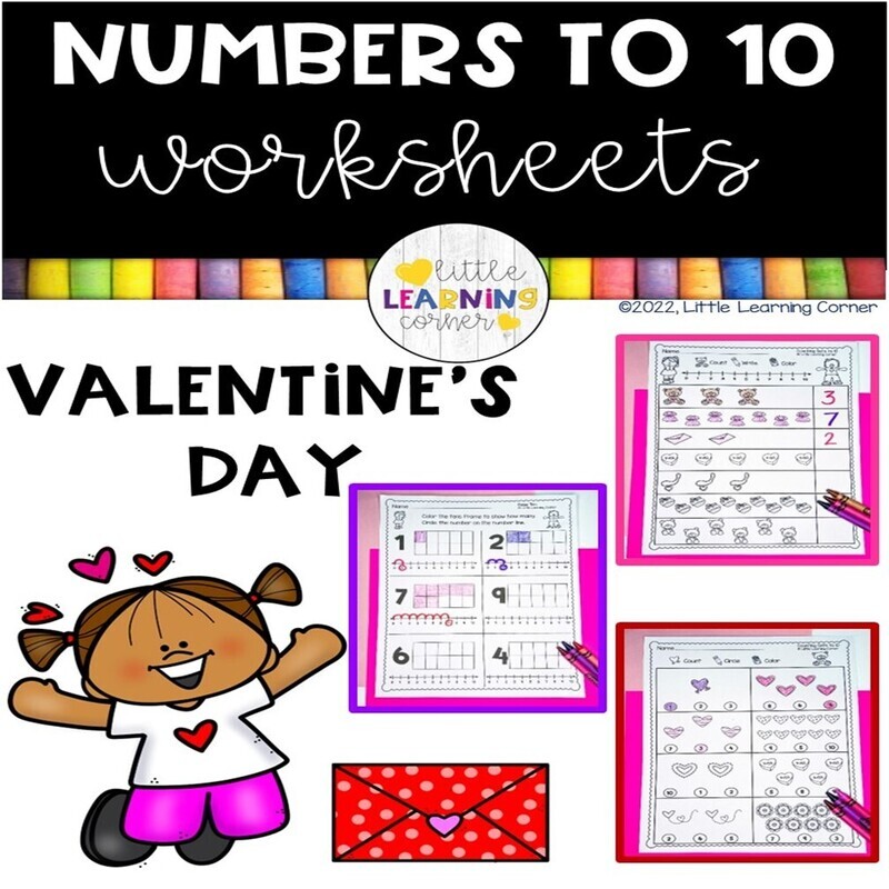 Numbers to 10 Worksheets VALENTINES DAY