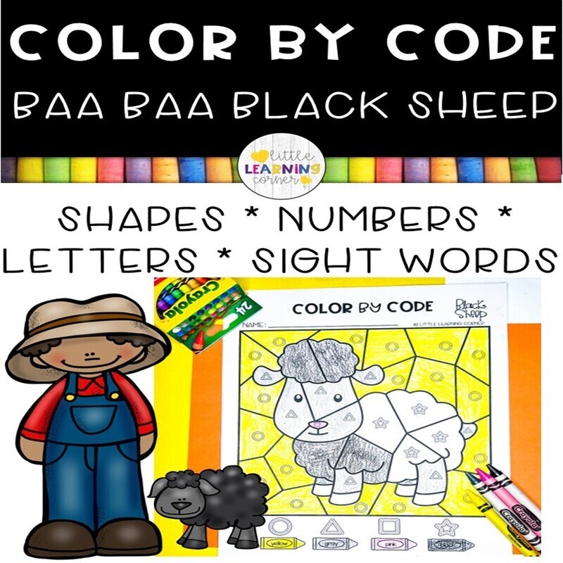Baa Baa Black Sheep | Nursery Rhymes Color By Code