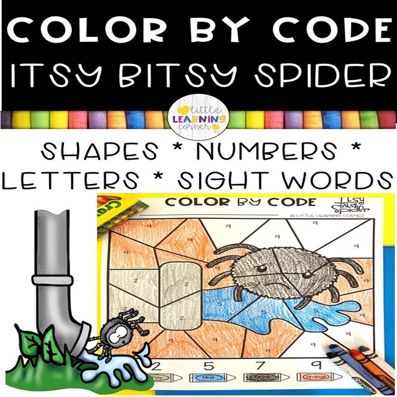 Itsy Bitsy Spider | Nursery Rhymes Color by Code