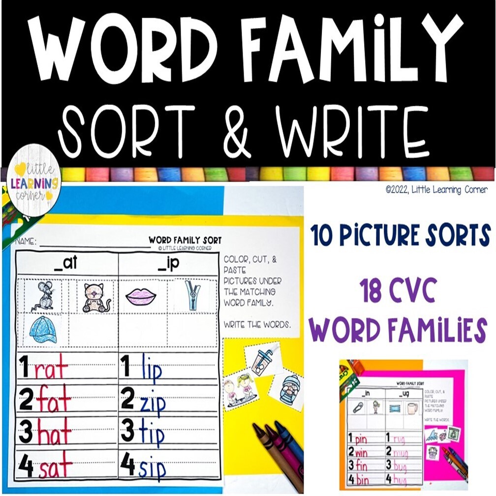 CVC Word Family Sort and Write