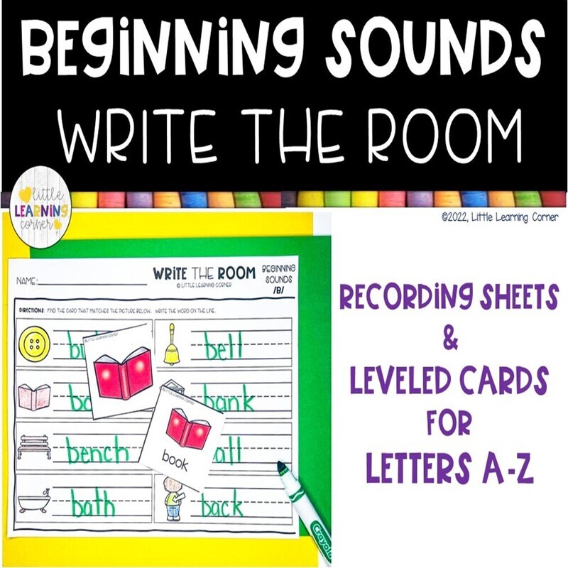 Beginning Sounds Write the Room | 26 A-Z Letter Activities