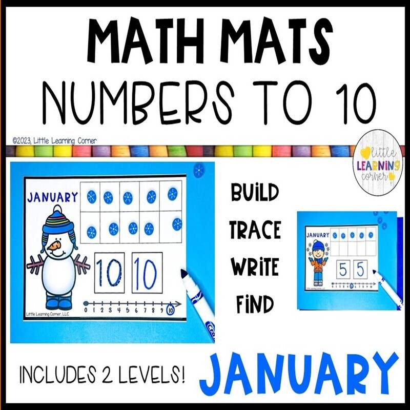 January Math Mats Numbers to 10