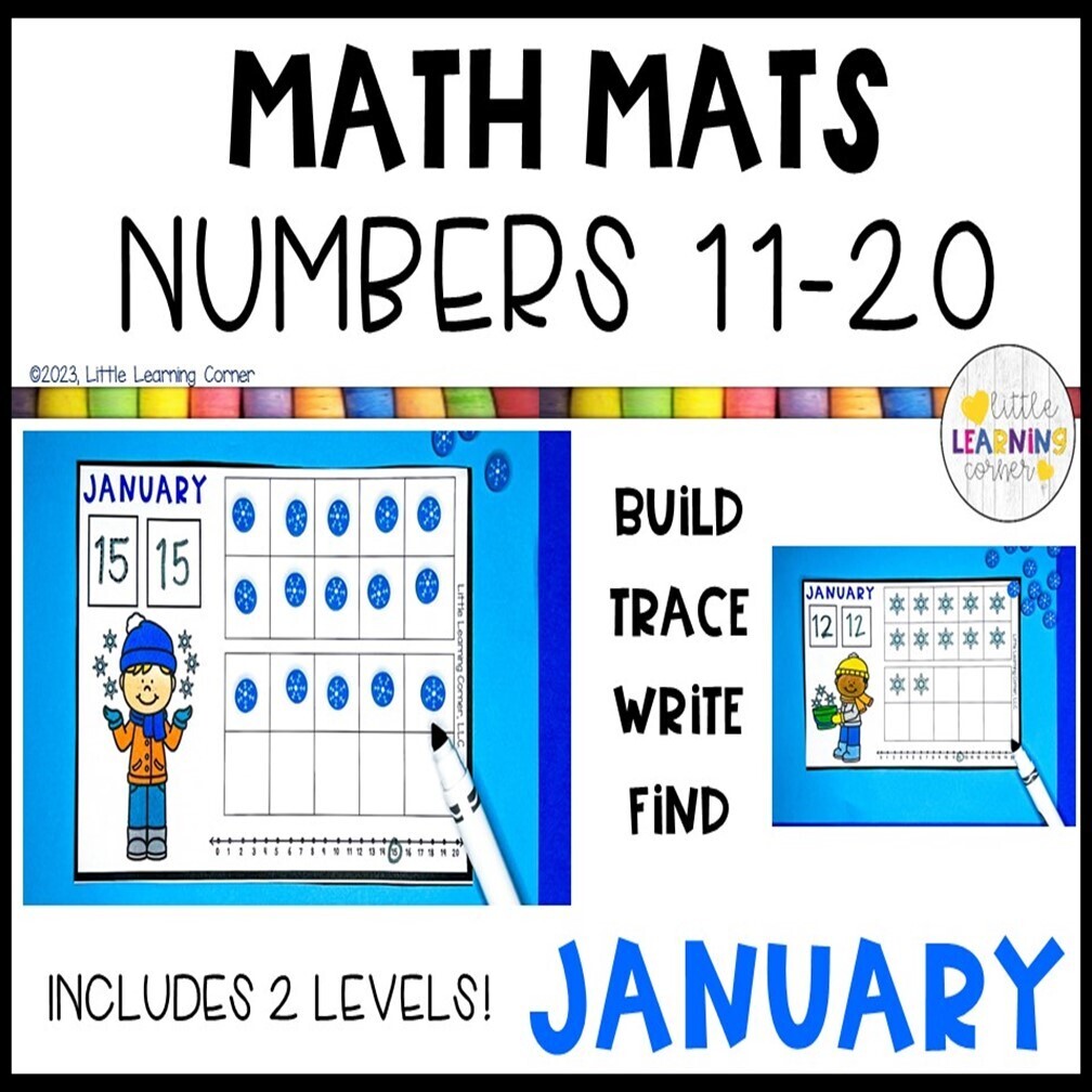 January Math Mats Numbers 11-20