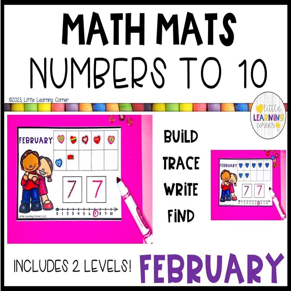 February Math Mats Numbers to 10