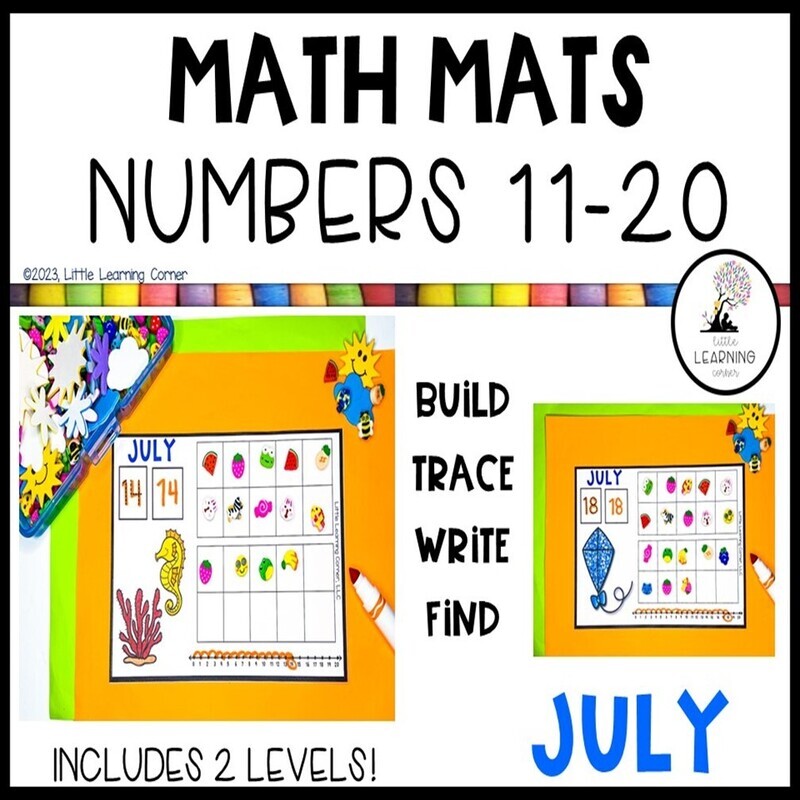 July Math Mats Numbers 11-20