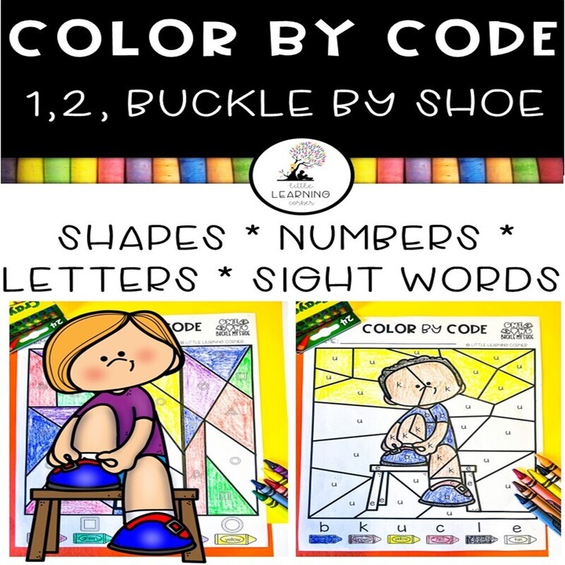 One Two Buckle My Shoe | Nursery Rhymes Color by Codes