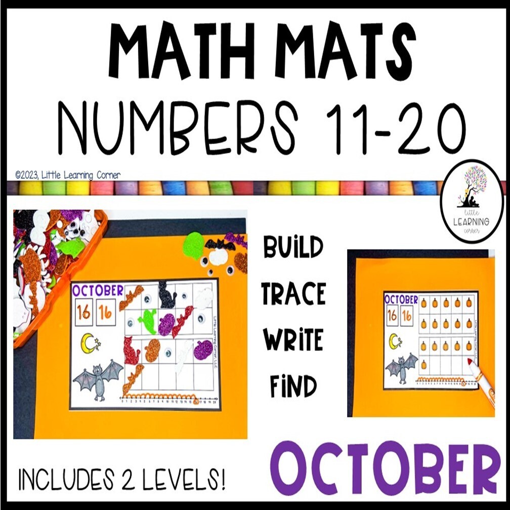 October Math Mats Numbers 11-20