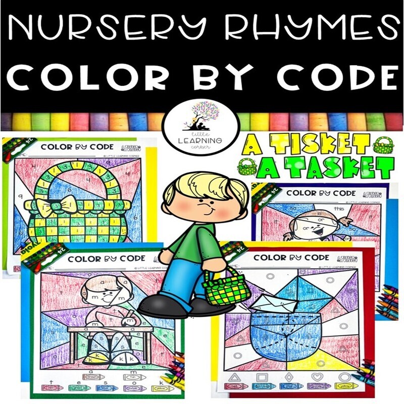 A Tisket A Tasket | Nursery Rhymes Color by Code