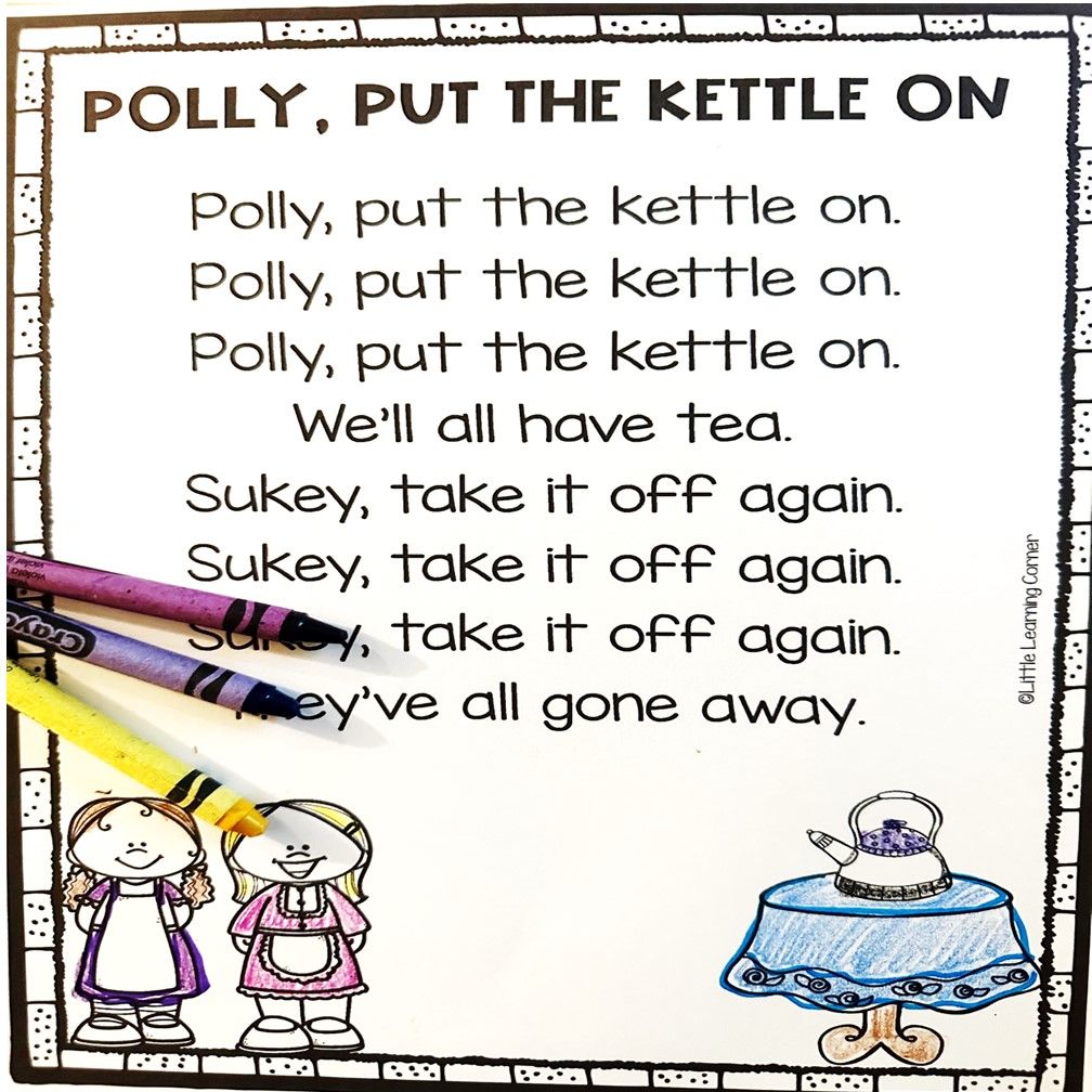 Polly put the kettle on nursery rhymes discount