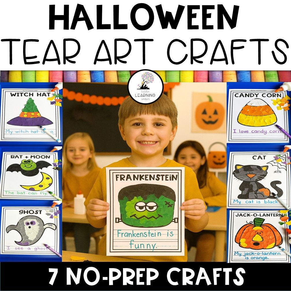 Halloween Tear Art Crafts | No Prep Printable Bundle