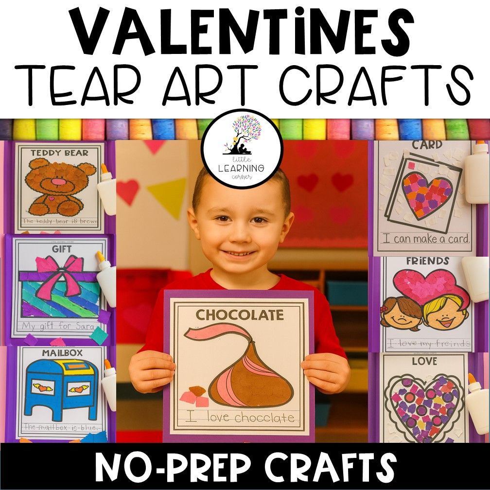 Valentines Tear Art Crafts Bundle | Free Love Heart Printable