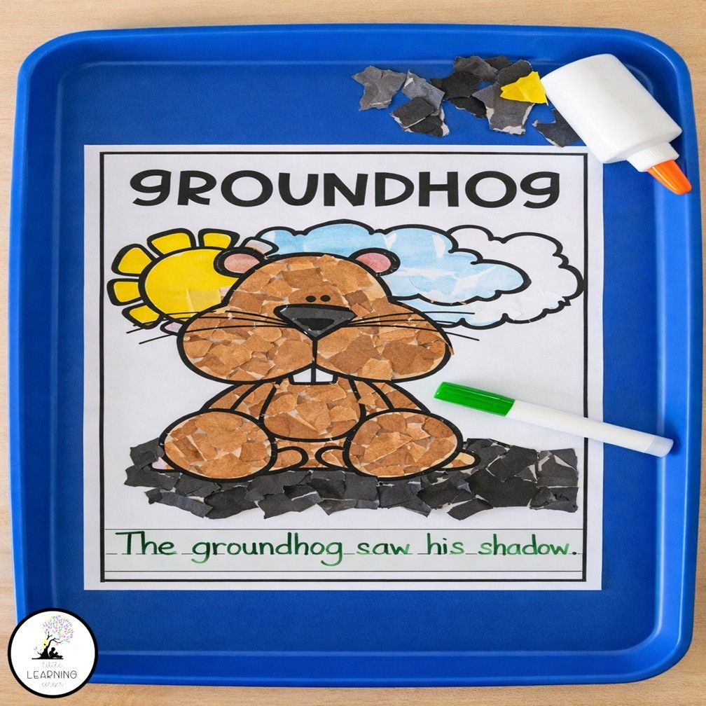 Groundhog Tear Art Craft | Groundhog's Day