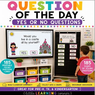 Question of the Day | Yes or No Questions | Pre-K TK Kindergarten Digital & Printable Morning Meeting Activities Question of the Day | Yes or No Questions | Pre-K TK Kindergarten Digital & Printable Morning Meeting Activities