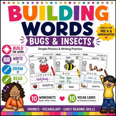 Bugs and Insects Building Words | Vocabulary Writing Center Activity